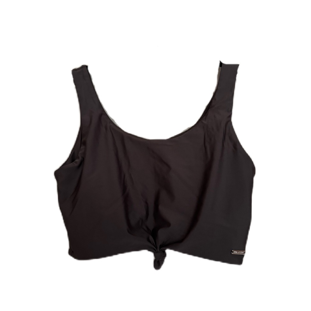 Zyia Active Black Pull On Swimsuit Top Women's Removable Cups Tie Detail